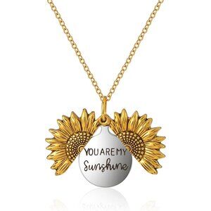Lightweight Gold Sunflower Necklace with Heartfelt Message - Gift Idea for Women